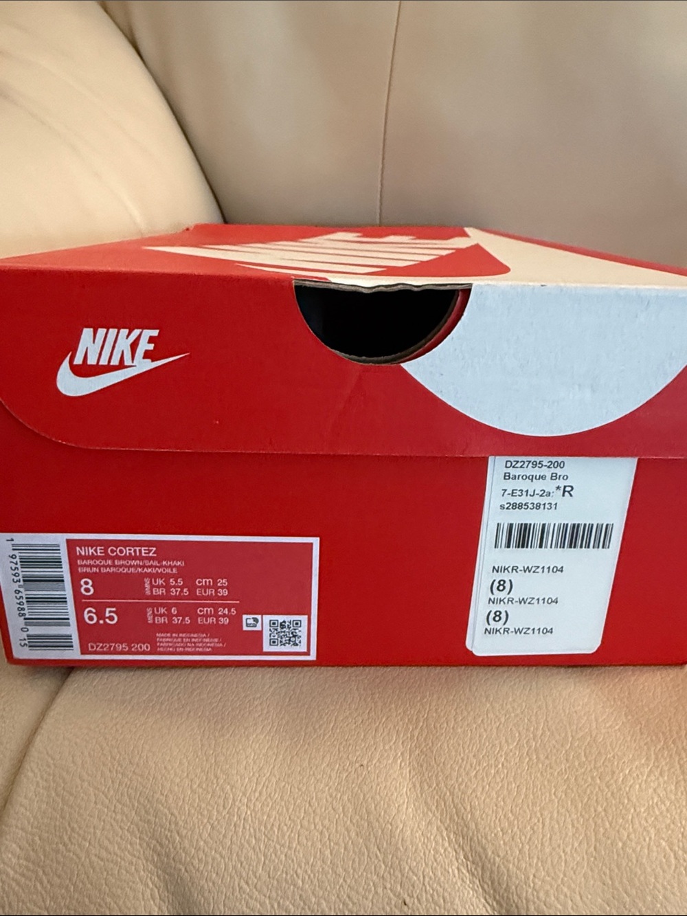 Nike Women’s Cortez Sneaker in Brown and White - Picture 6 of 6